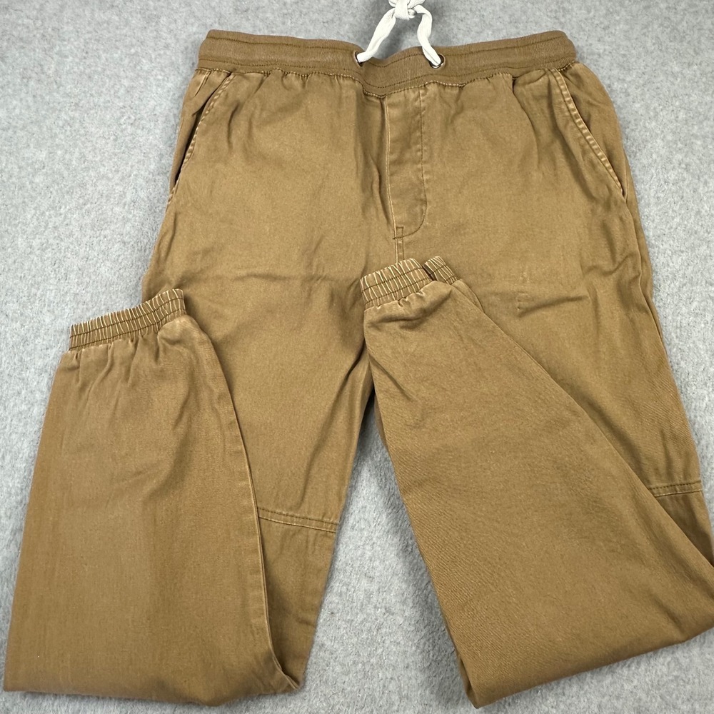 Dip Mens L Khaki Brown Elastic Waist Jogger Pants Drawstring Cotton Casual L
